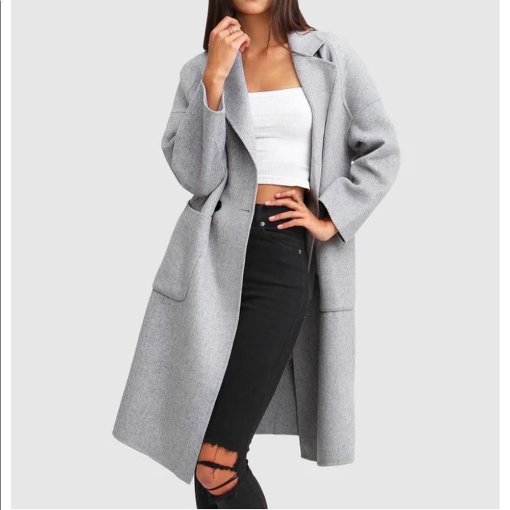 Belle & Bloom publisher Double-Breasted Wool Blend Coat.